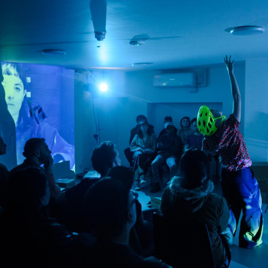 A performance in the basement space 