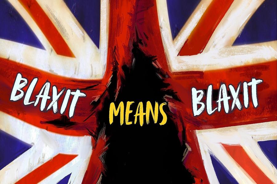 British flag with a tear going down the middle