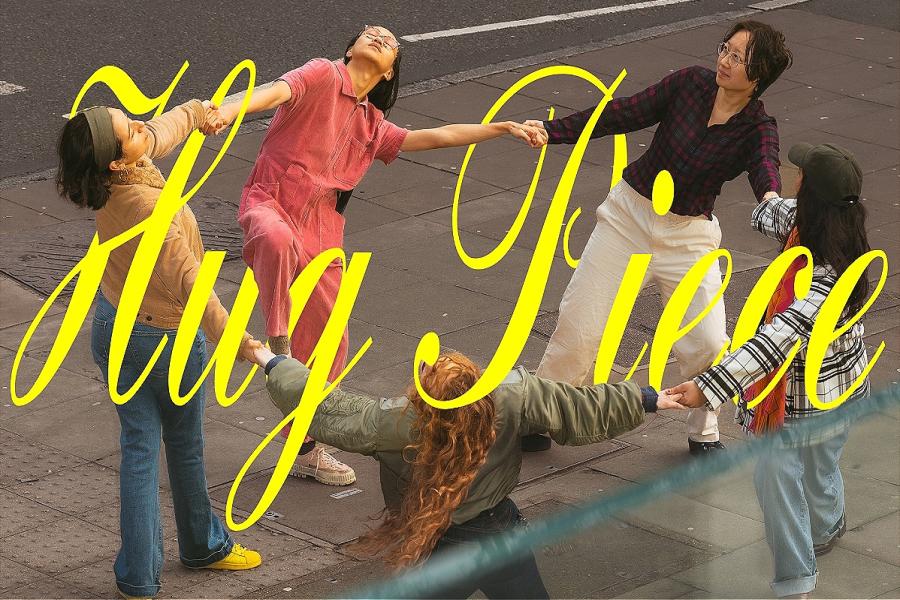 5 people holding hands in a circle dancing