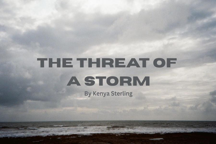 A photo of a cloudy shoreline